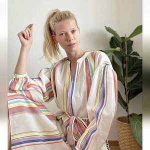 H&M x Lemlem Kaftan Dress Colorful Striped Lyocell Size XS